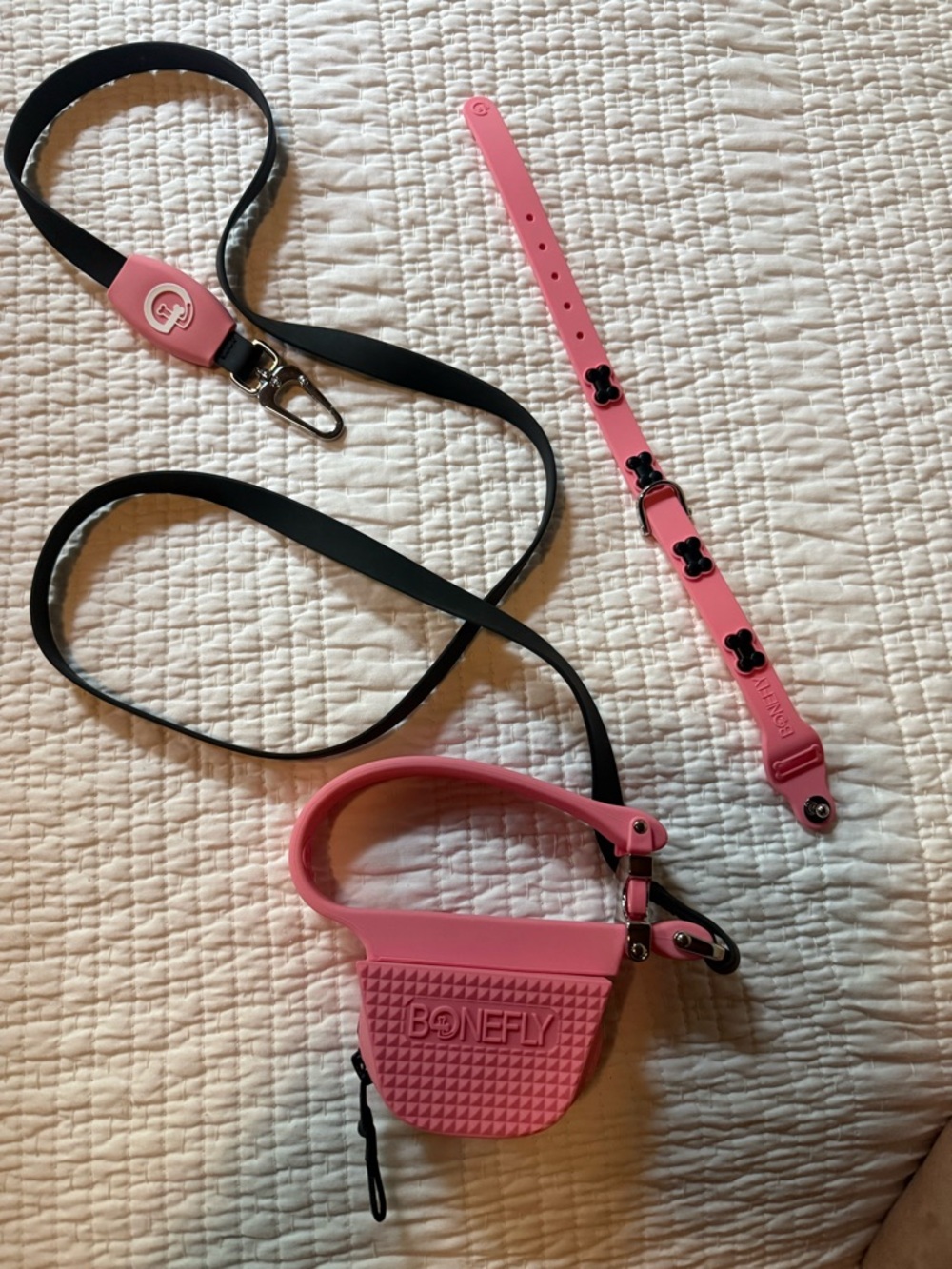 Pink Silicone Dog Leash and Collar Set